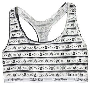 Calvin Klein White Patterned Racerback Bralette